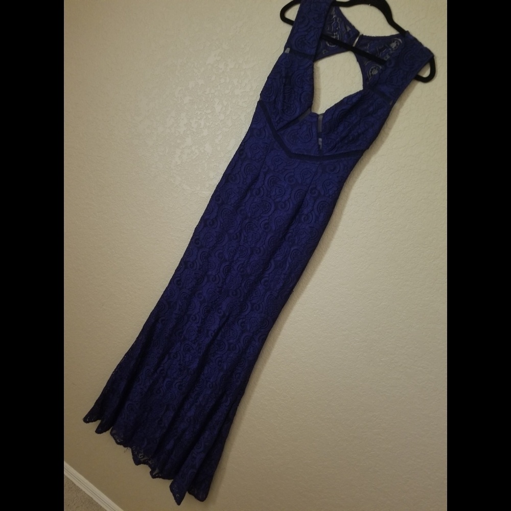 Beautiful long royal blue lace dress